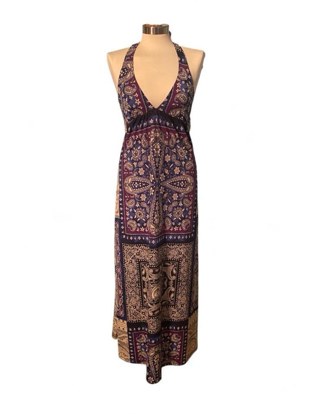 S-Twelve Paisley Halter Maxi Dress